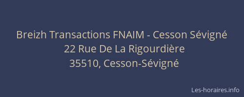 Breizh Transactions FNAIM - Cesson Sévigné