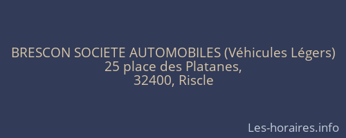 BRESCON SOCIETE AUTOMOBILES (Véhicules Légers)