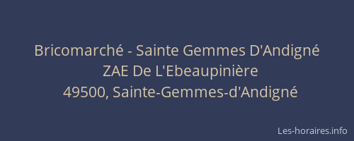 Bricomarché - Sainte Gemmes D'Andigné