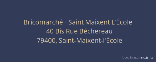 Bricomarché - Saint Maixent L'École