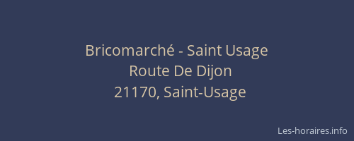 Bricomarch&eacute; - Saint Usage