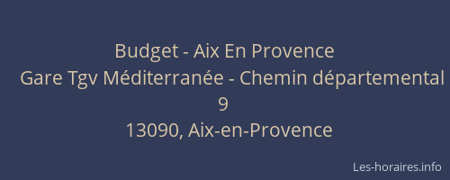 Budget - Aix En Provence