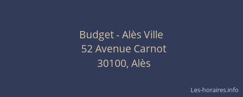 Budget - Al&egrave;s Ville