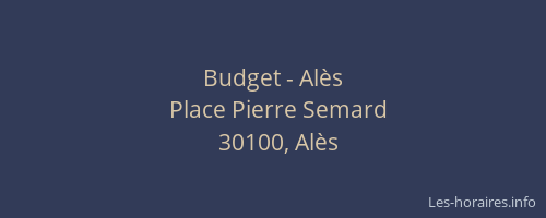 Budget - Al&egrave;s