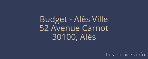 Budget - Alès Ville