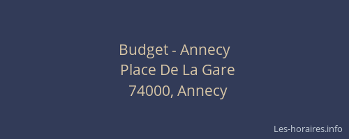 Budget - Annecy