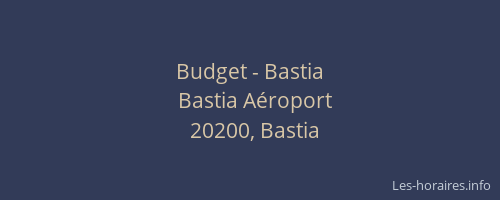 Budget - Bastia