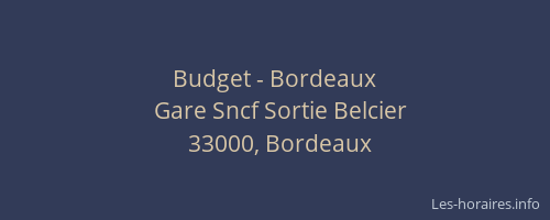 Budget - Bordeaux
