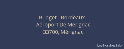 Budget - Bordeaux