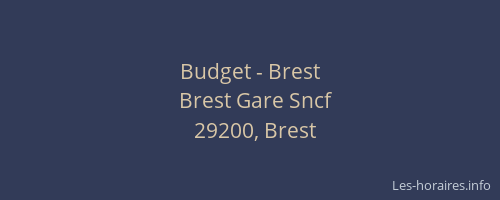Budget - Brest