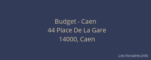 Budget - Caen