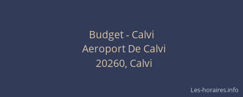 Budget - Calvi