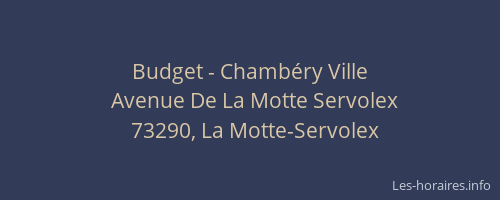 Budget - Chamb&eacute;ry Ville