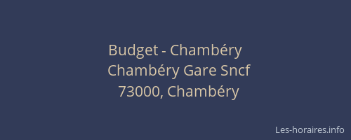 Budget - Chambéry