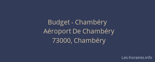 Budget - Chambéry