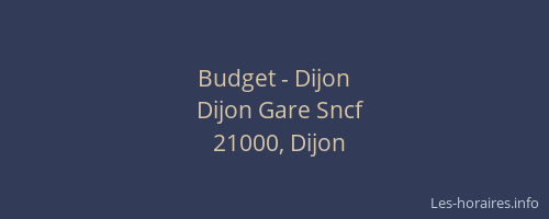 Budget - Dijon