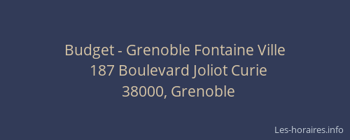 Budget - Grenoble Fontaine Ville