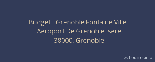 Budget - Grenoble Fontaine Ville