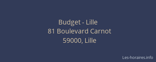 Budget - Lille