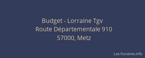 Budget - Lorraine Tgv