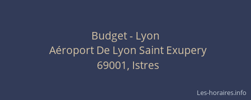 Budget - Lyon