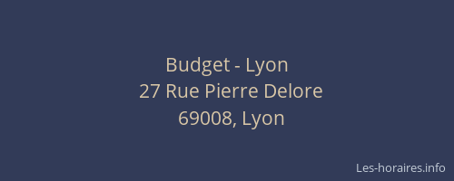 Budget - Lyon