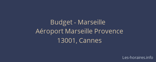 Budget - Marseille