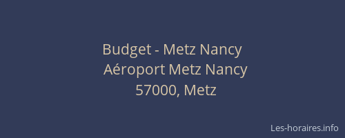 Budget - Metz Nancy
