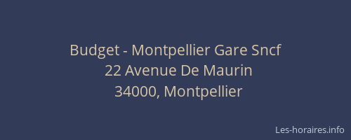 Budget - Montpellier Gare Sncf