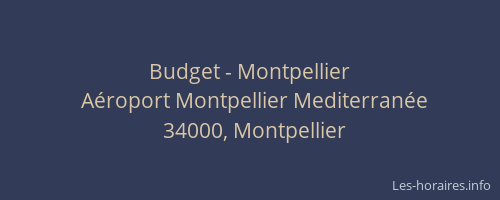 Budget - Montpellier