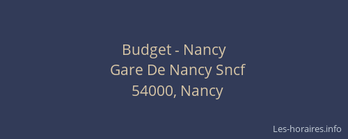 Budget - Nancy
