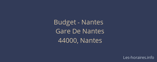 Budget - Nantes