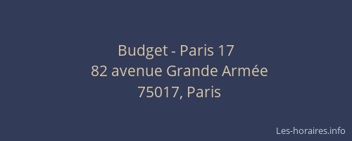 Budget - Paris 17