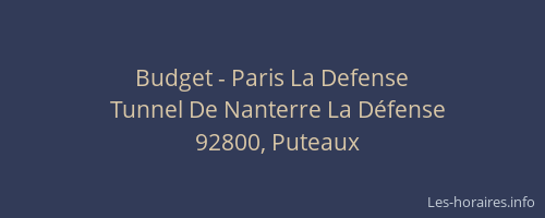 Budget - Paris La Defense
