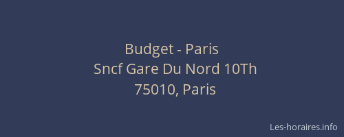 Budget - Paris