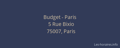 Budget - Paris