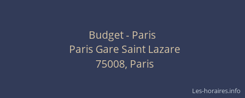 Budget - Paris