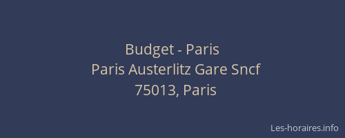 Budget - Paris
