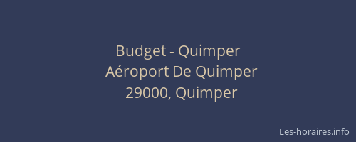 Budget - Quimper