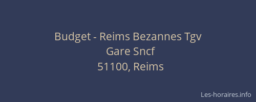 Budget - Reims Bezannes Tgv