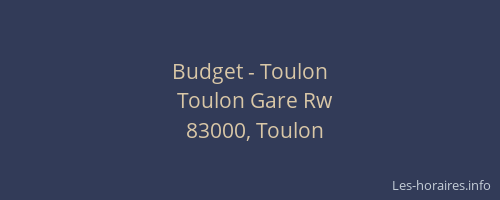 Budget - Toulon