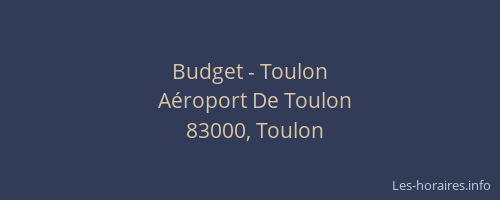 Budget - Toulon