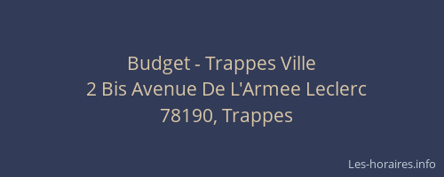 Budget - Trappes Ville