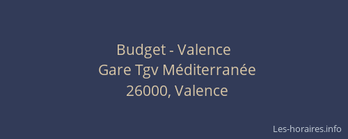 Budget - Valence