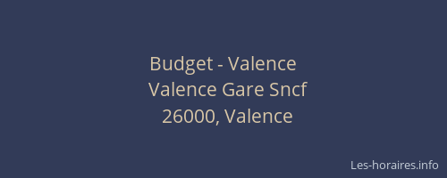 Budget - Valence