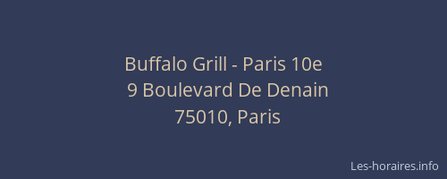 Buffalo Grill - Paris 10e
