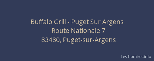Buffalo Grill - Puget Sur Argens