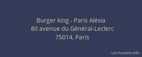 Burger king - Paris Alésia
