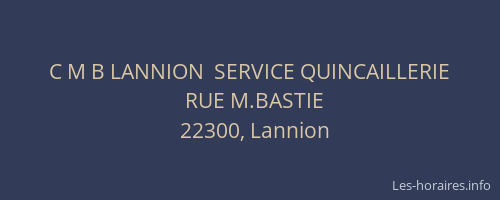 C M B LANNION  SERVICE QUINCAILLERIE