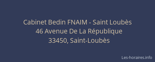 Cabinet Bedin FNAIM - Saint Loubès